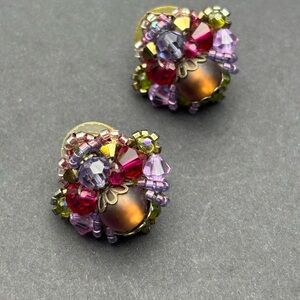 Colorful Beaded Cluster Earrings